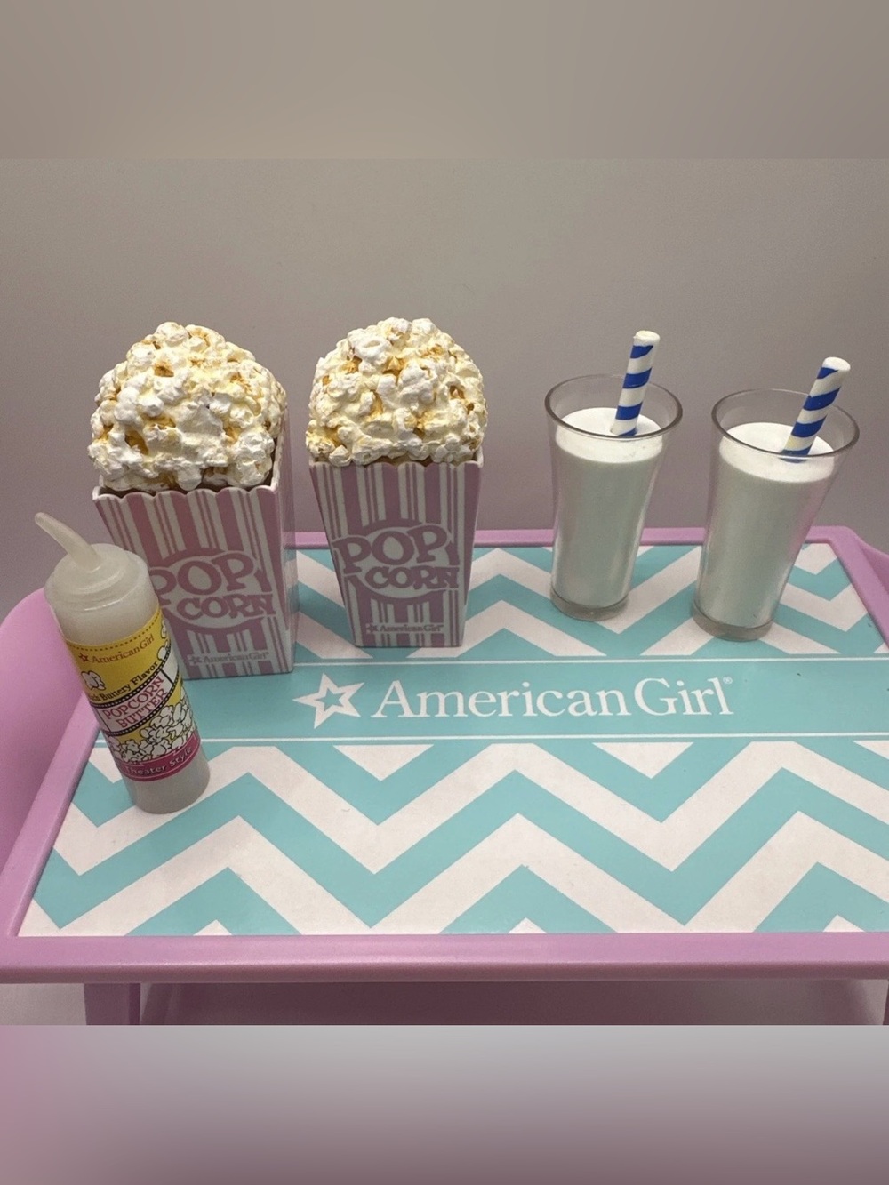 American Girl Doll Food Movie Popcorn Machine Incomplete Set Works & Dinner Tray - Picture 10 of 12